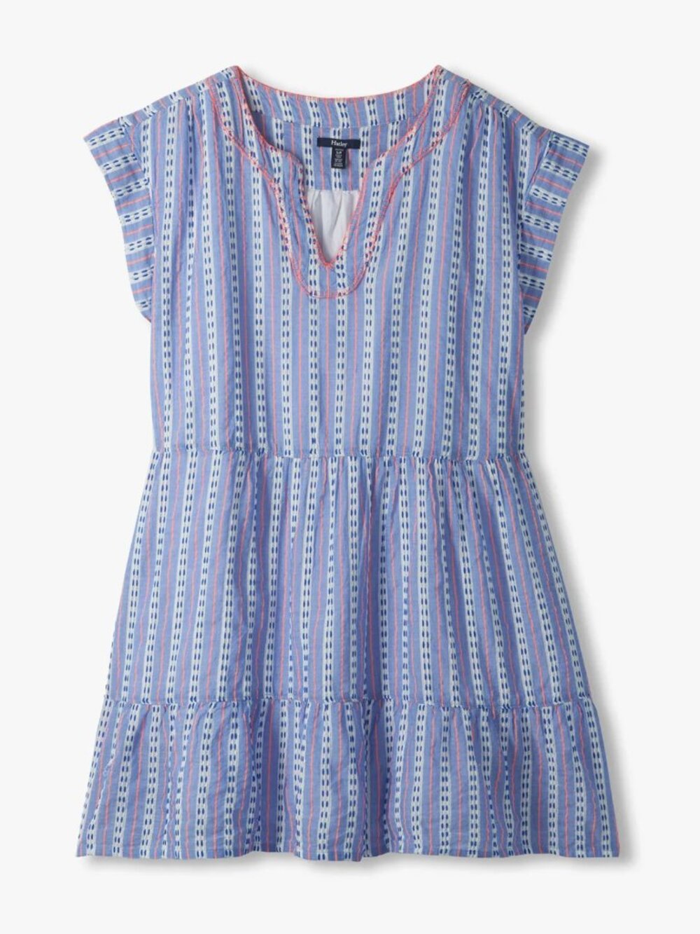 New! Hatley Emerson Dress in Blue, White, Coral - Sunset Ribbon Women's Size L - Picture 13 of 13